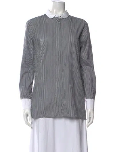 Pre-owned Maje Striped Long Sleeve Blouse In Gray