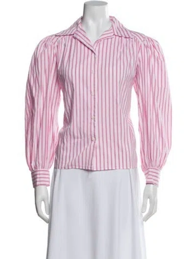 Pre-owned Maje Striped Long Sleeve Blouse In Pink