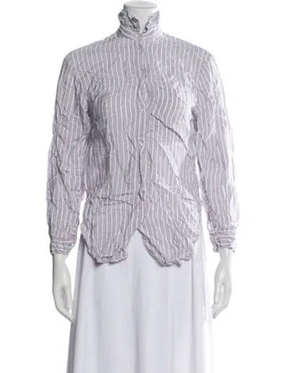 Pre-owned Maje Striped Long Sleeve Blouse In Purple