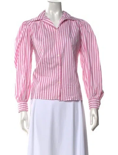 Pre-owned Maje Striped Long Sleeve Blouse In Red/white