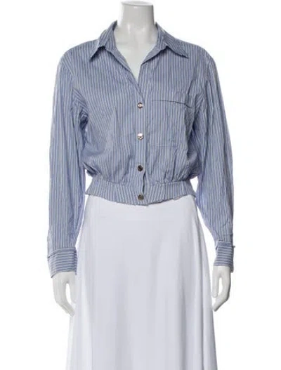 Pre-owned Maje Striped Long Sleeve Button-up Top In Multi