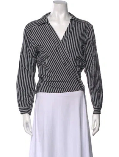 Pre-owned Maje Striped Long Sleeve Crop Top In Multi