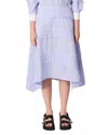 Maje Striped Cotton Maxi Skirt In Light Blue