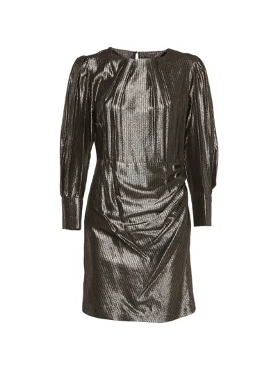 Pre-owned Maje Striped Metallic Mini Dress In Silver