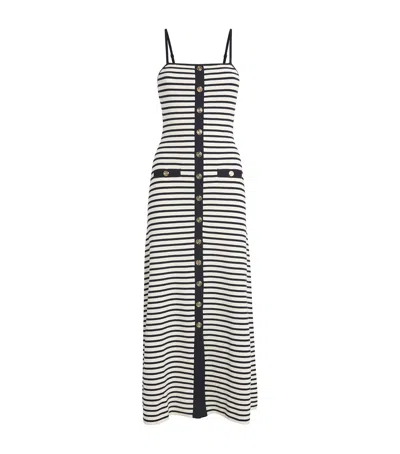 Maje Striped Midi Dress In Blue