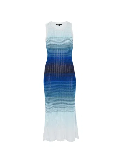 Maje Striped Midi Dress In Blue