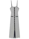Maje Womens Bicolore Stripe A-line Skirt Stretch Rib-knit Mini Dress In White