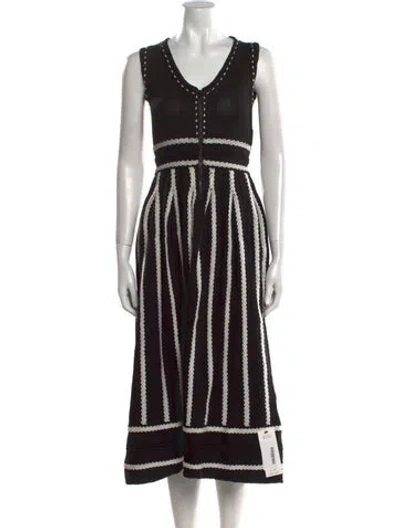 Pre-owned Maje Striped Midi Length Dress In Black
