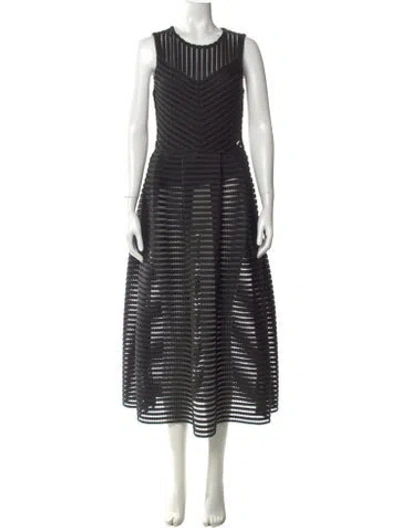 Pre-owned Maje Striped Midi Length Dress In Black