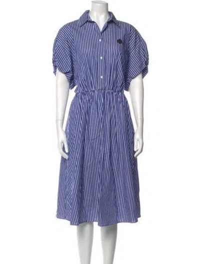 Pre-owned Maje Striped Midi Length Dress In Blue