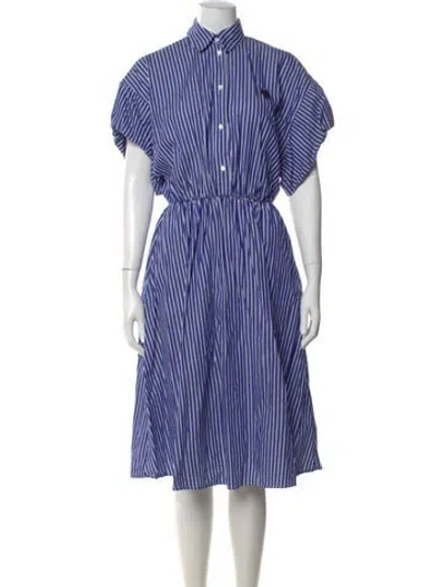 Pre-owned Maje Striped Midi Length Dress In Blue