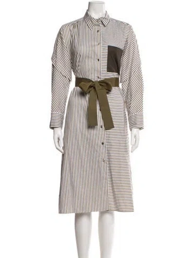 Pre-owned Maje Striped Midi Length Dress In Neutral