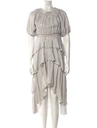 Pre-owned Maje Striped Midi Length Dress In Neutral