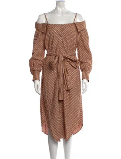 Pre-owned Maje Striped Midi Length Dress In Orange