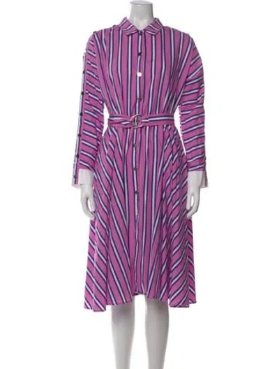 Pre-owned Maje Striped Midi Length Dress In Pink