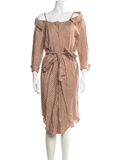 Pre-owned Maje Striped Midi Length Dress W/ Tags In Orange