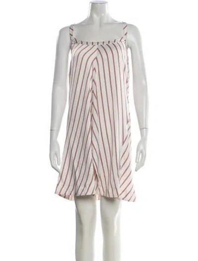 Pre-owned Maje Striped Midi Length Dress In White