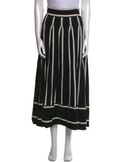 Pre-owned Maje Striped Midi Length Skirt In Black