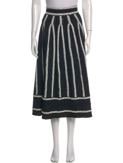 Pre-owned Maje Striped Midi Length Skirt In Black