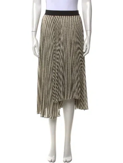 Pre-owned Maje Striped Midi Length Skirt In Gold/metallic