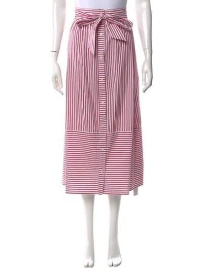 Pre-owned Maje Striped Midi Length Skirt In Red