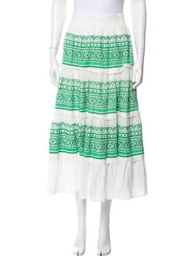 Pre-owned Maje Striped Midi Length Skirt In White