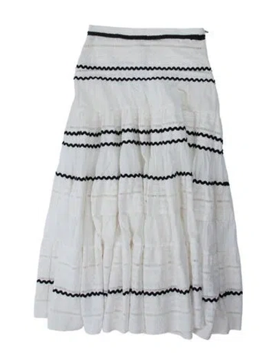 Pre-owned Maje Striped Midi Length Skirt In White
