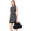 Maje Striped Mini Crochet Dress In Black