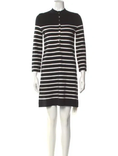 Pre-owned Maje Striped Mini Dress In Black