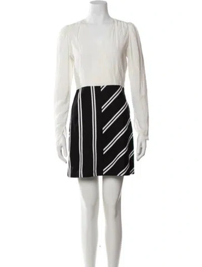 Pre-owned Maje Striped Mini Dress In Black/white