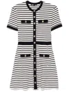 Maje Womens Stripe-pattern Short-sleeve Cotton-blend Mini Dress Bleus In Blau