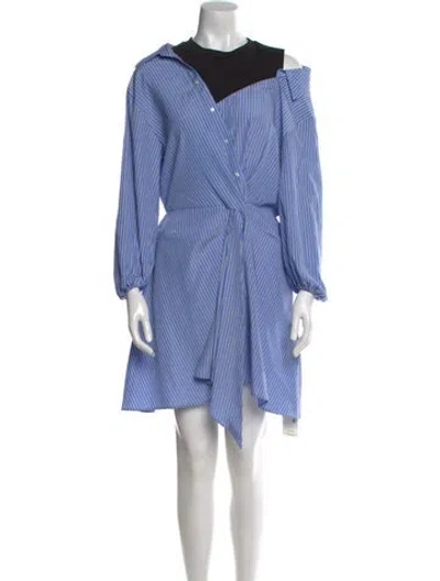 Pre-owned Maje Striped Mini Dress In Blue
