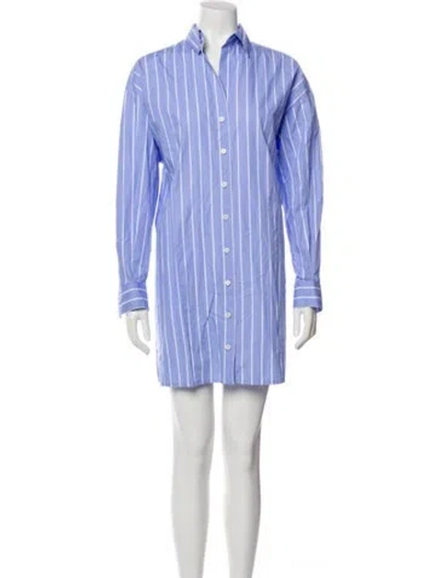 Pre-owned Maje Striped Mini Dress In Blue