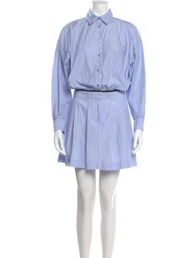 Pre-owned Maje Striped Mini Dress In Blue