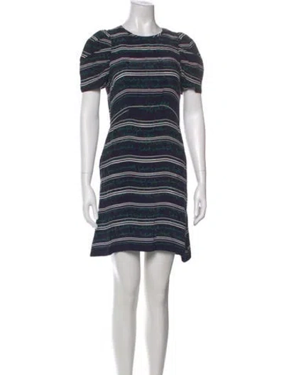 Pre-owned Maje Striped Mini Dress In Blue