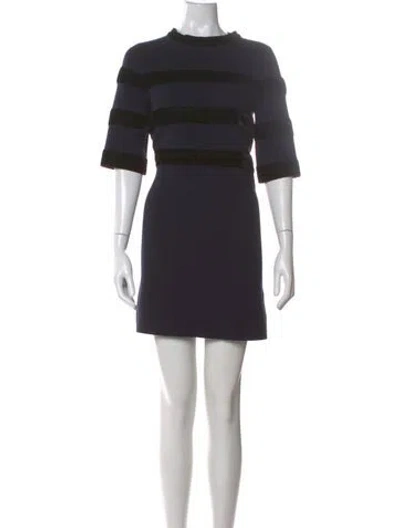 Pre-owned Maje Striped Mini Dress In Blue