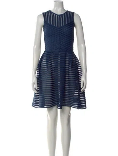 Pre-owned Maje Striped Mini Dress In Blue