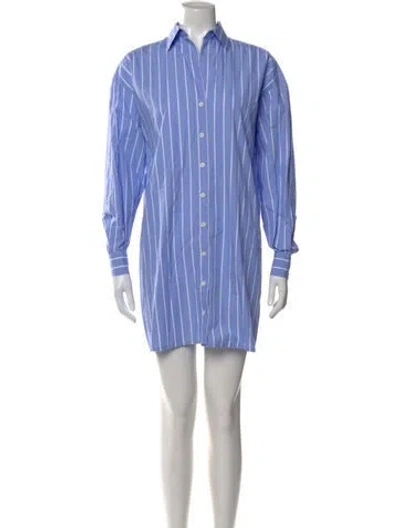 Pre-owned Maje Striped Mini Dress In Blue