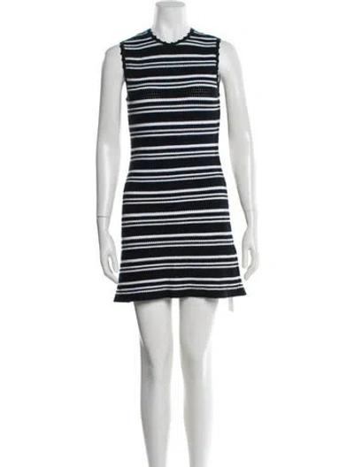Pre-owned Maje Striped Mini Dress In Blue