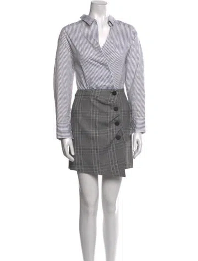 Pre-owned Maje Striped Mini Dress In Gray