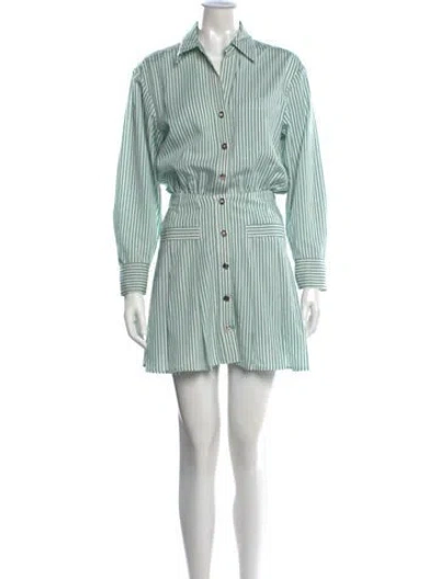 Pre-owned Maje Striped Mini Dress In Green