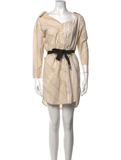 Pre-owned Maje Striped Mini Dress In Neutral