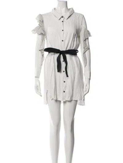 Pre-owned Maje Striped Mini Dress In Neutrals
