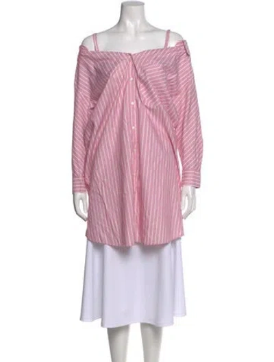 Pre-owned Maje Striped Mini Dress In Pink