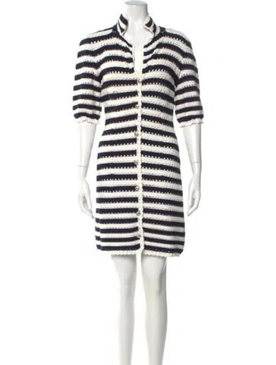 Pre-owned Maje Striped Mini Dress In White