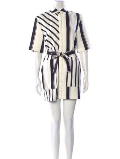 Pre-owned Maje Striped Mini Dress In White
