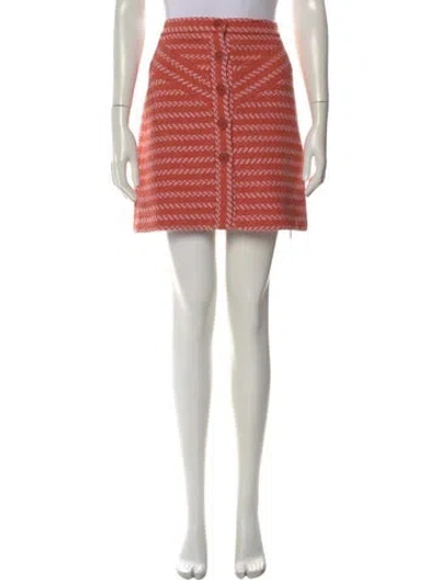 Pre-owned Maje Striped Mini Skirt In Orange