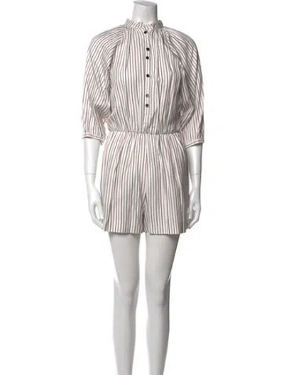 Pre-owned Maje Striped Mock Neck Romper W/ Tags In Red