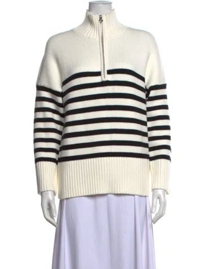 Pre-owned Maje Striped Mock Neck Sweater W/ Tags In Blue