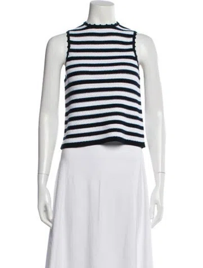 Pre-owned Maje Striped Mock Neck Top In White